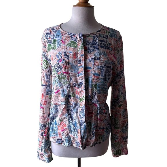 MAEVE Anthropologie Cartography London Map Print Blouse Shirt Top Size 10 - Picture 8 of 10